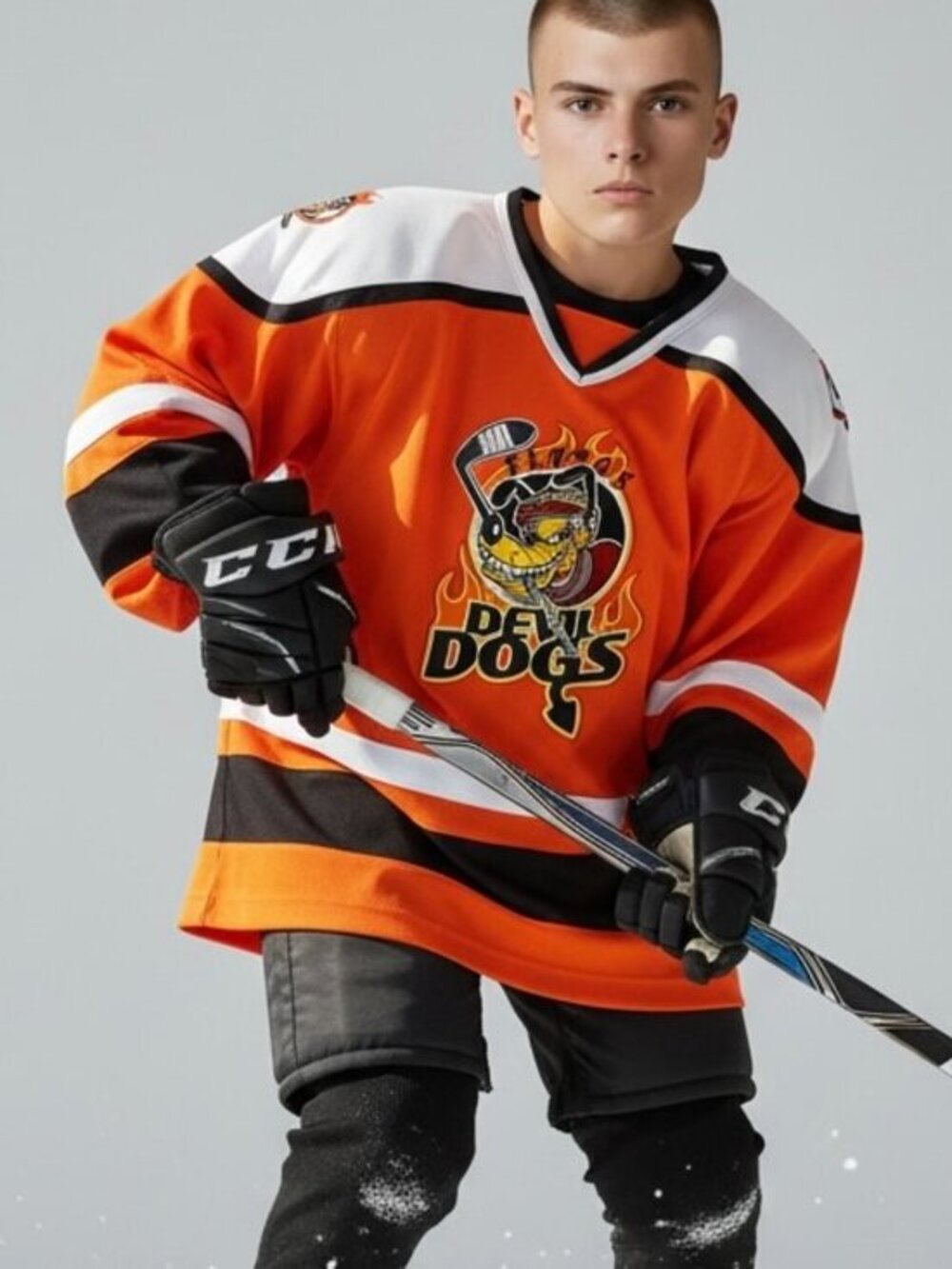 Disney Hockey Jersey Unisex XL 14-16 Devil Dogs Pluto Vintage 1990's Boys Girls‎